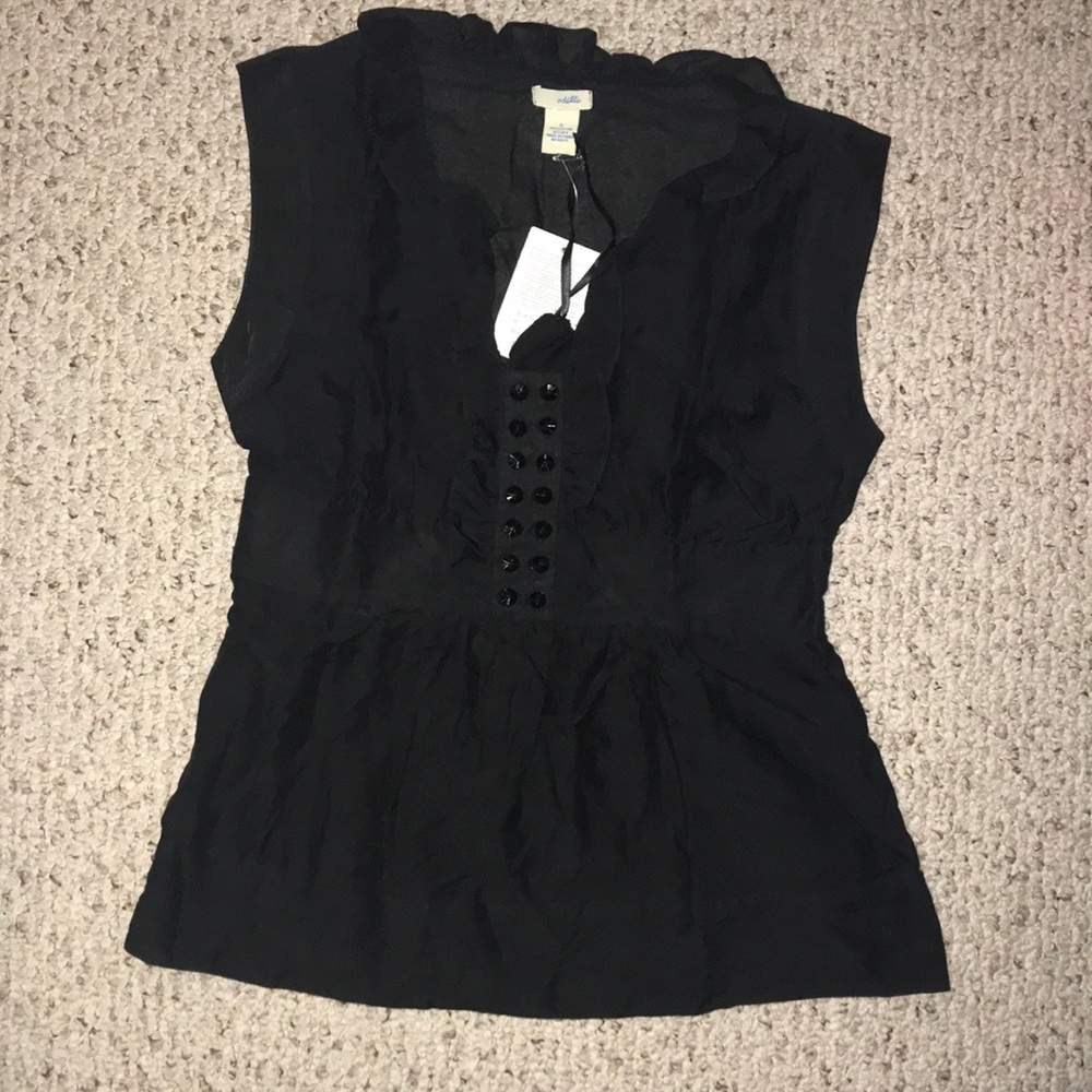 NWT Anthropologie Odille Black Sheer Blouse